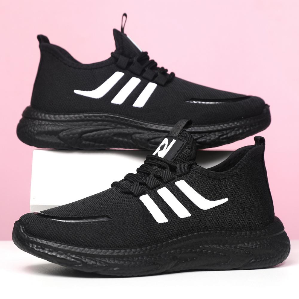 Sneakers Fashionable and Lightweight Running Shoes Comfortable Breathable Soft Sole Black Running Shoes Couple Trendy Shoes