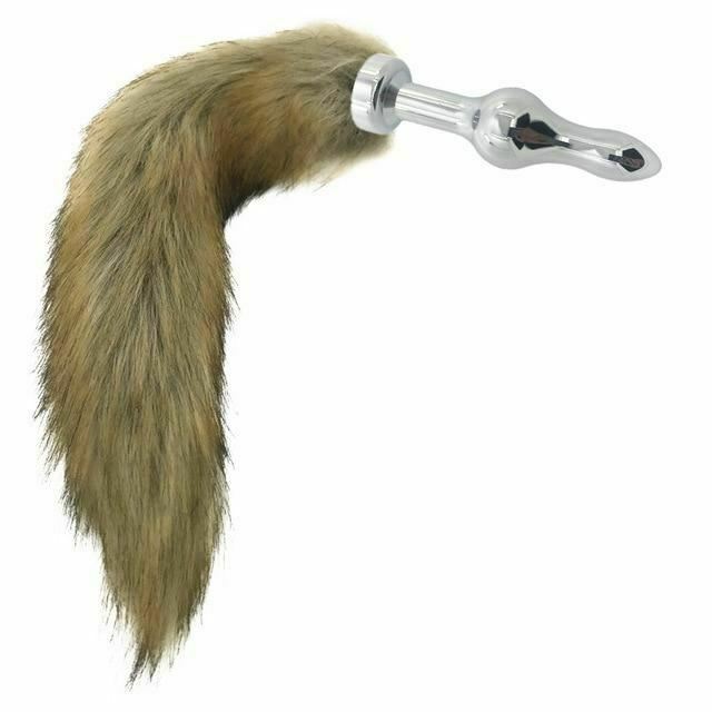 Brown Fox Tail Stainless Steel Anal Butt Plug Pet Play  Butt Plug Tails