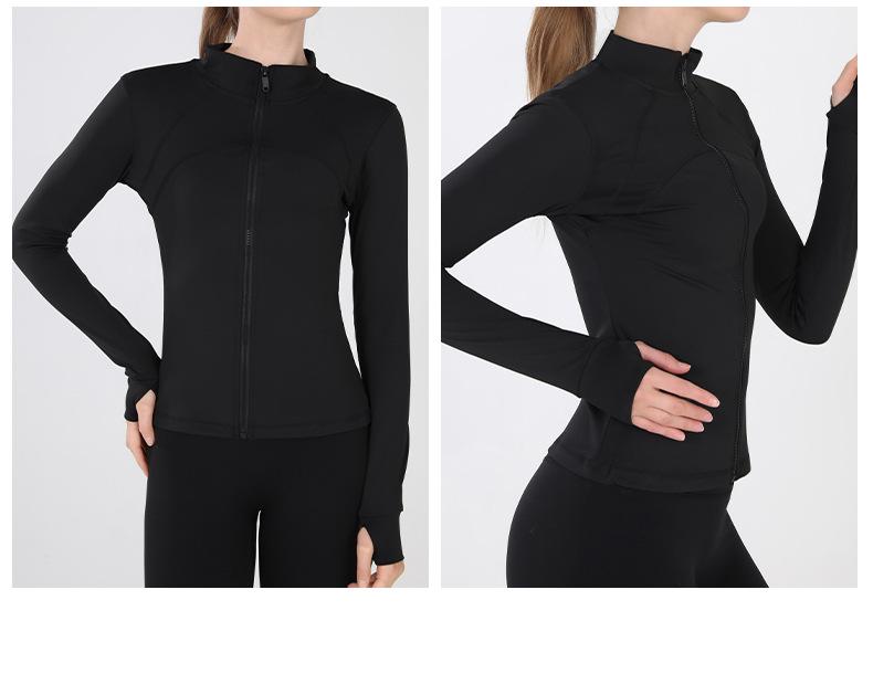 Women's Slim Fit Stand Collar Fitness Jacket and Yoga Pants Set for Autumn/Winter
