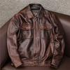 Autumn and winter new cowhide texture leather jacket, men's stand-collar motorcycle jacket, vintage color-block youth men's leather jacket