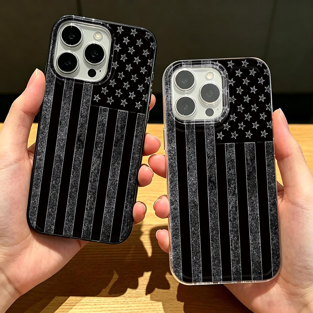 American Retro Flag Silicone Phone Case For Iphone 13 Pro Max 16 15 Pro 14 13 12 11 14 Plus 17 Air Transparent Funda Cover