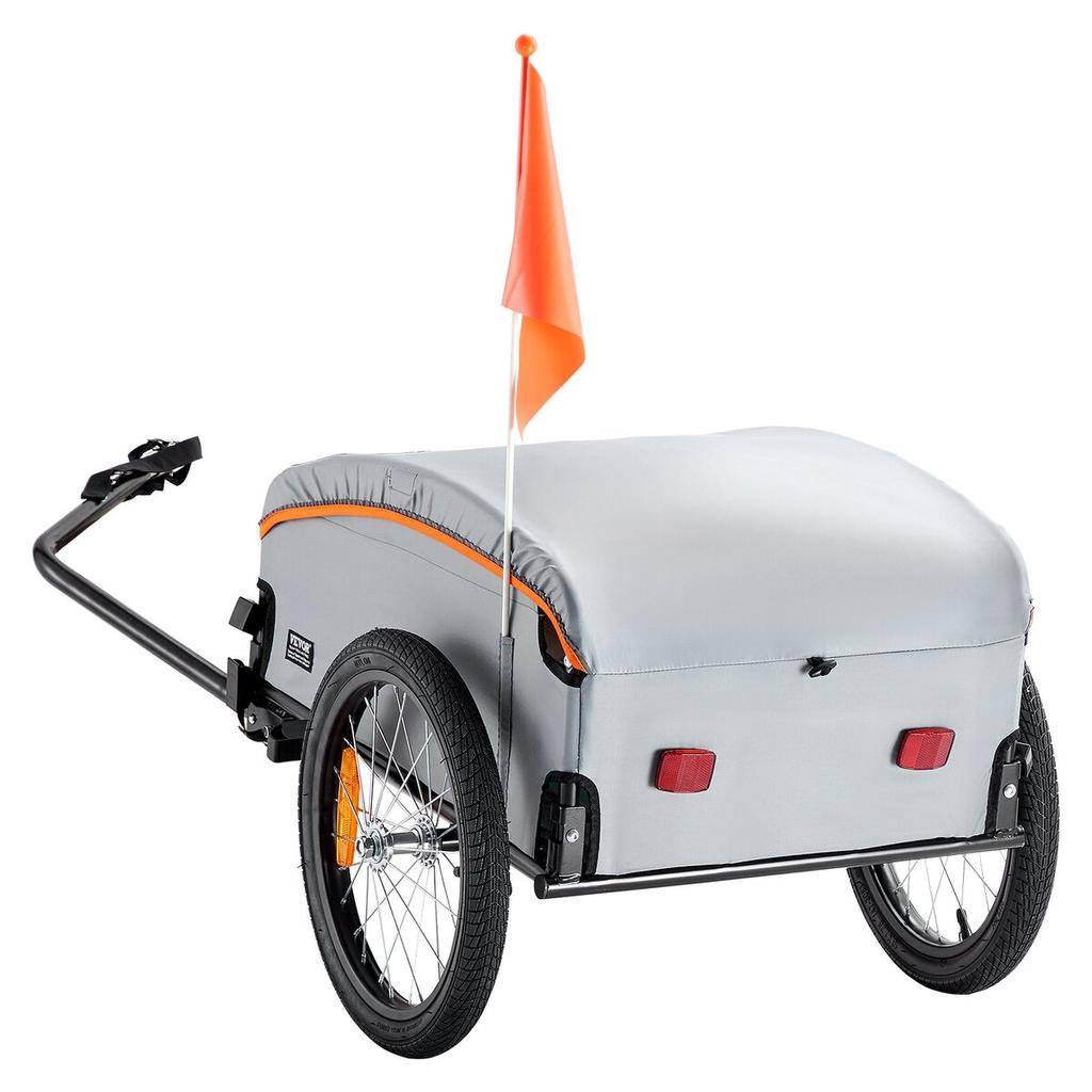 Carrello Portapacchi per Bicicletta, Capacità di Carico 100 libbre, Carrello Robusto per Bicicletta, Pieghevole per Conservazione Compatta con Gancio Universale, Copertura Impermeabile, Ruote da 16 pollici,