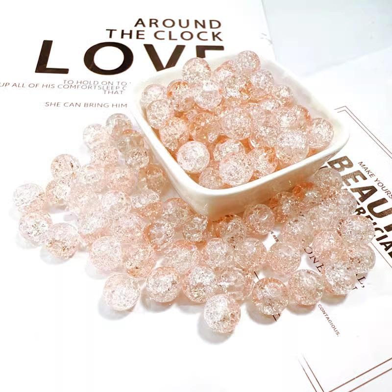 10mm Crackle Glass Round Beads, Loose Spacer Beads DIY Accessories for Bracelet Making 50pcs