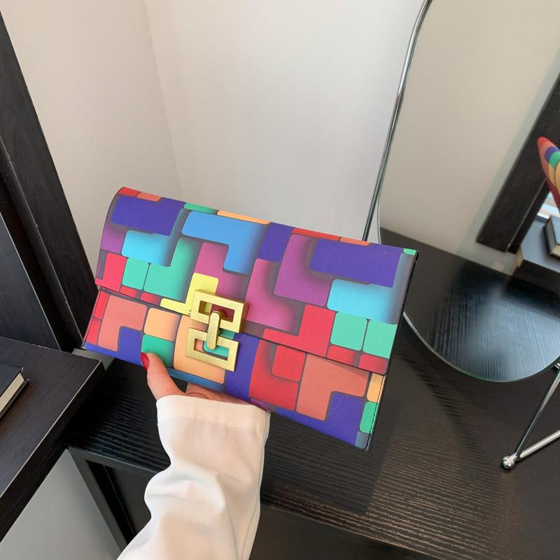 Stylish Colorful Envelope Bag For Women Fashionable Pu Handbag Trendy Mobile Pouch