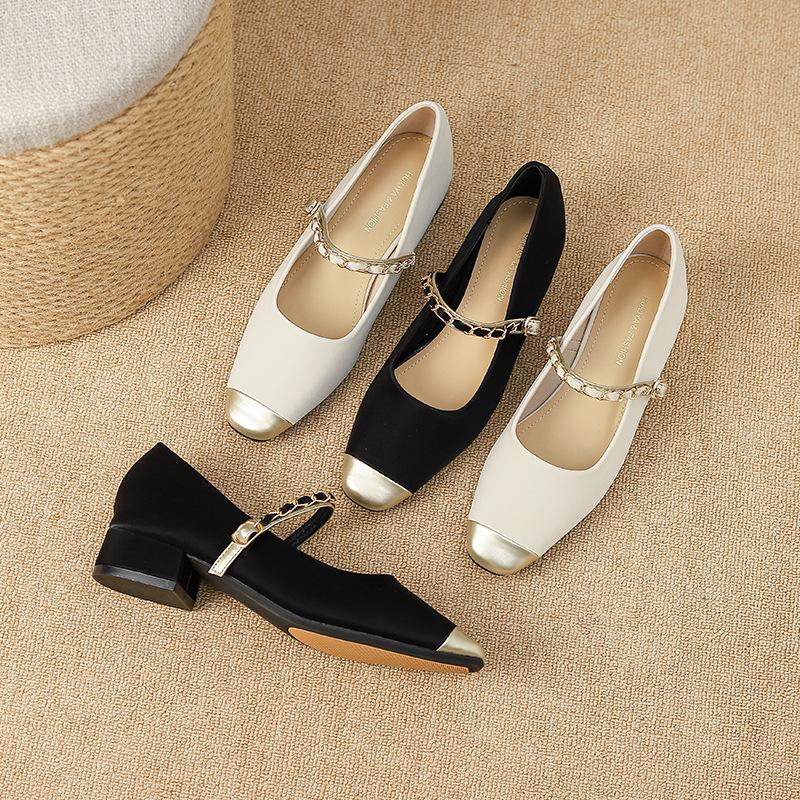 Y890-1 black Mary Jane shoes women's shoes spring and autumn 2025 new shallow mouth niche with skirt temperament single shoes