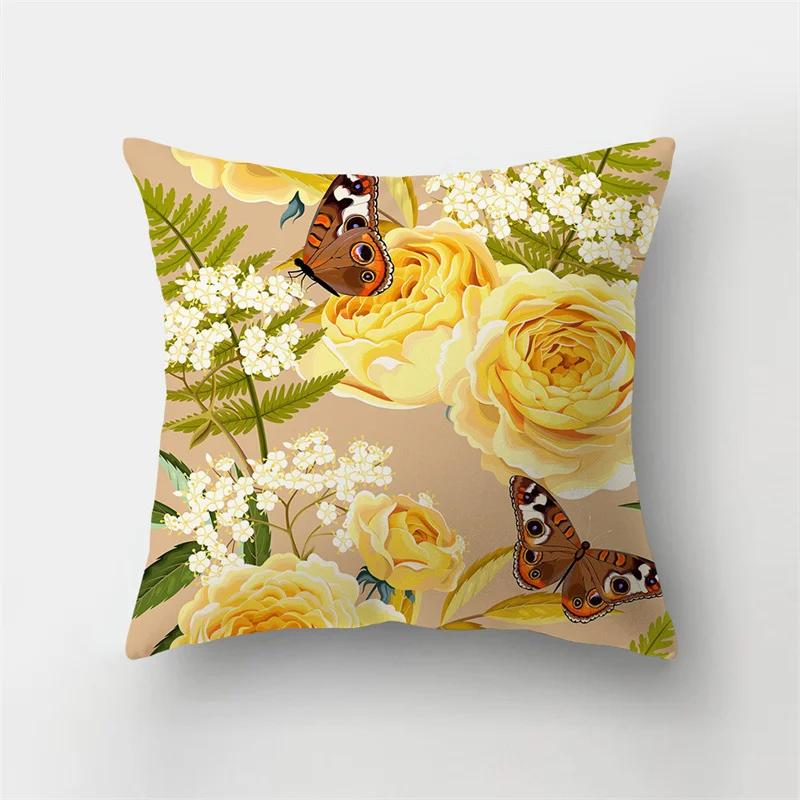 45x45cm Fashion Yellow Pillowcase Cartoon Sun Duck Animal Flower Plant Cushion Cover Sofa   Home Decoration