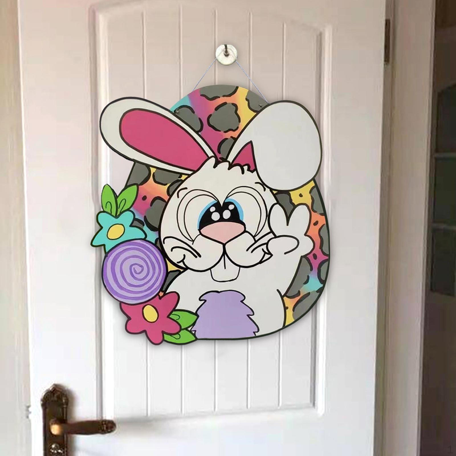 

Happy Easter Wood Wall Plaque Hanging Sign Seasonal Ornament Hanger Pendant Door Wreaths for