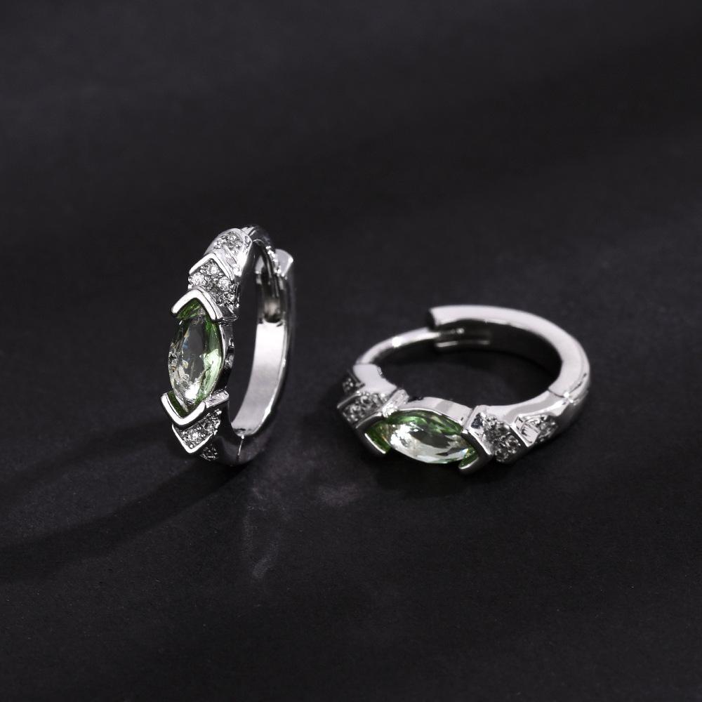 Hip-Hop Lake Water Green Horse Eye Horus Earrings Light Luxury Fashion Men'S And Women'S Zircon Earrings Trend Street Ear Clips