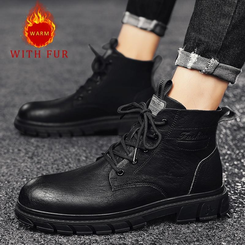 Fashion Warm autumn and winter men's shoes Classic minimalist fashion style Leisure Business Office Outdoor black adult short boots