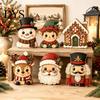 Wooden Tiered Tray Decor 6Pcs Christmas Tabletop Signs, Xmas Sign Decor, Santa Winter Holiday Home Accents Snowman Reindeer Gingerbread House