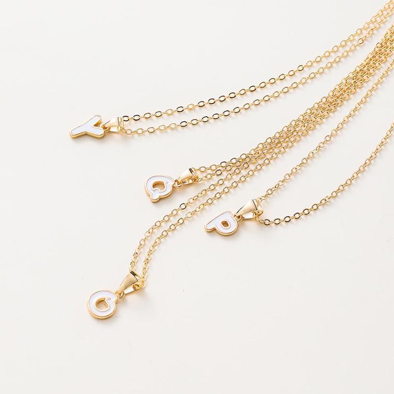 Name Initial Necklace For Women Simple Enamel A-Z Alphabet Pendants Choker Letter Necklaces Fashion Clavicle Chain Jewelry Gifts