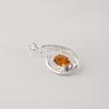 Citrine Gemstone 925 Sterling Silver Women Jewelry Designer Zircon Pendant 1.4" Valentine's Gift For Her CZP-16-6