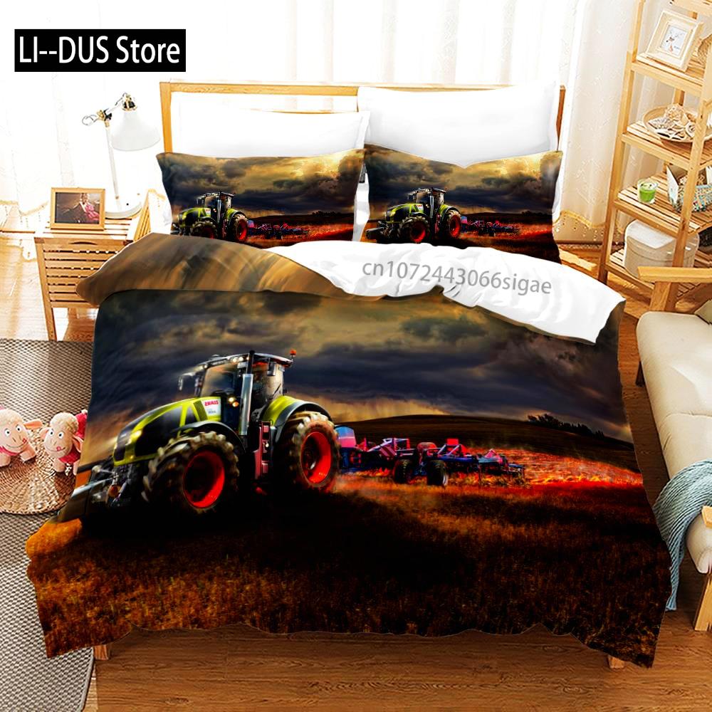Tractor Bedding Set Bedspread Single Twin Full Queen King Size Sports Bed Set Aldult Bedroom Duvetcover 2 conjunto de cama