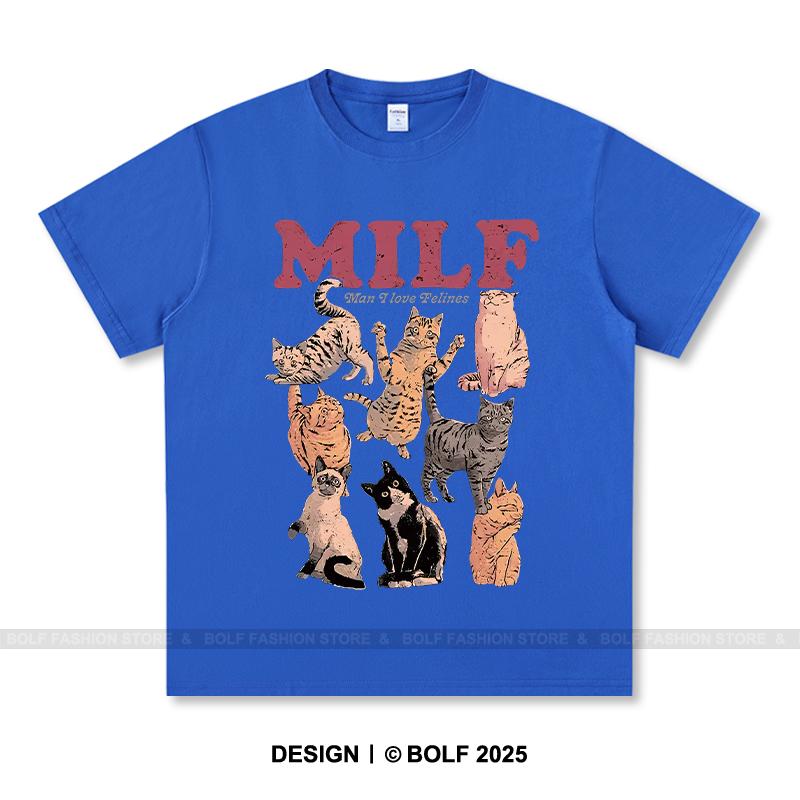 Dámské tričko s potiskem Milf Cat 100% bavlna Nadměrné Vtipná grafická trička pro muže Letní topy Humor Streetwear