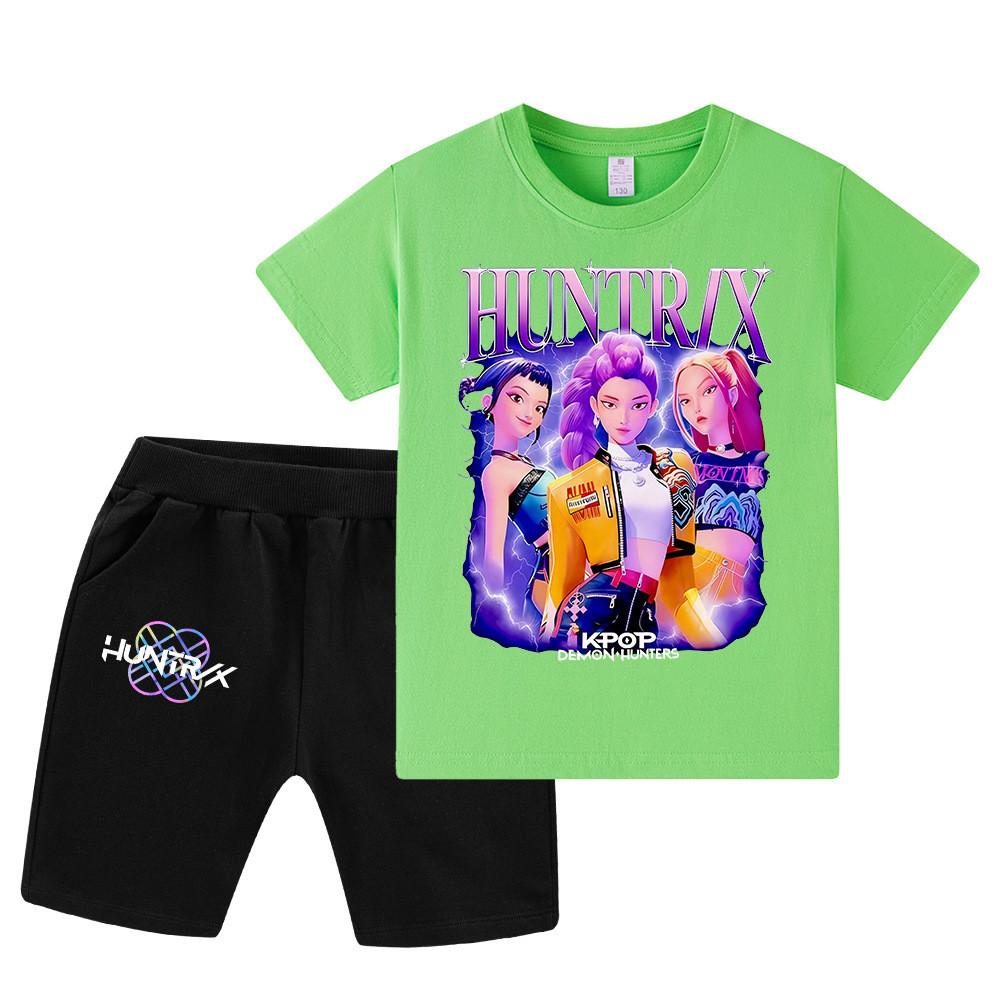 WA1228 Kids Boys Girls Kpop Rumi Zoey Mira Print Short Sleeves T-shirt Shorts Pants Sets
