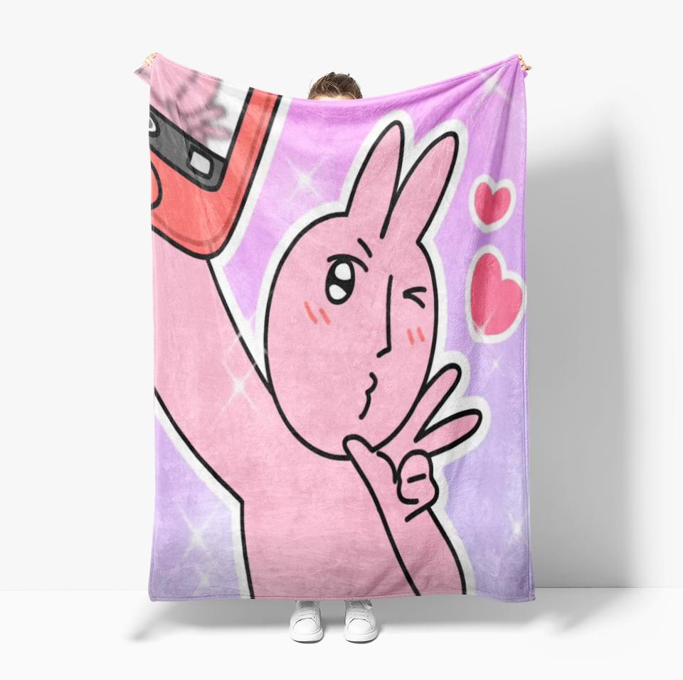 Cute Pink rabbit Series Blanket Cartoon Print Warm Flannel Soft Comfortable Home Travel Bed Blanket Birthday Couple kids Gift