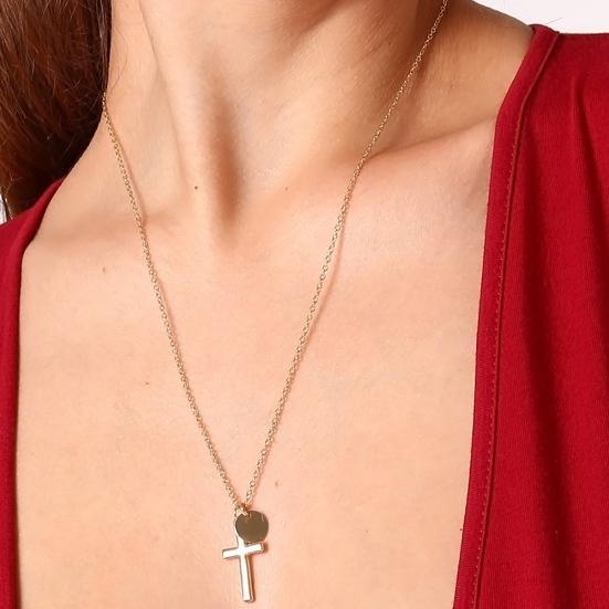 Einfache Kreuz-runde Legierungs-hängende Ketten-Halskette-Frauen-Schmuck-Geschenk