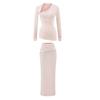 Pure Desire Style Sexy Slim Fit 2-Piece Set Long Sleeve T-Shirt Flare Pants / Midi Skirt Women