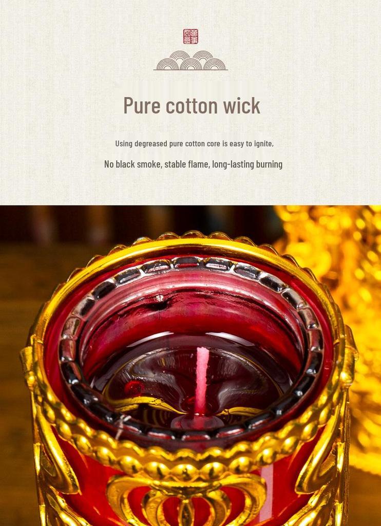 Smokeless Crystal Candle for Buddha Offerings, Housewarming, or New Year Celebrations - Windproof Red Butter Lamp