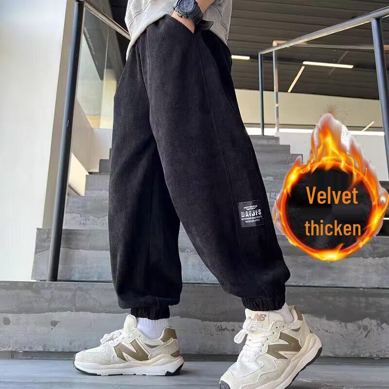 Boys' Fleece-Lined Casual Pants for Autumn/Winter 2025 - Sports Style