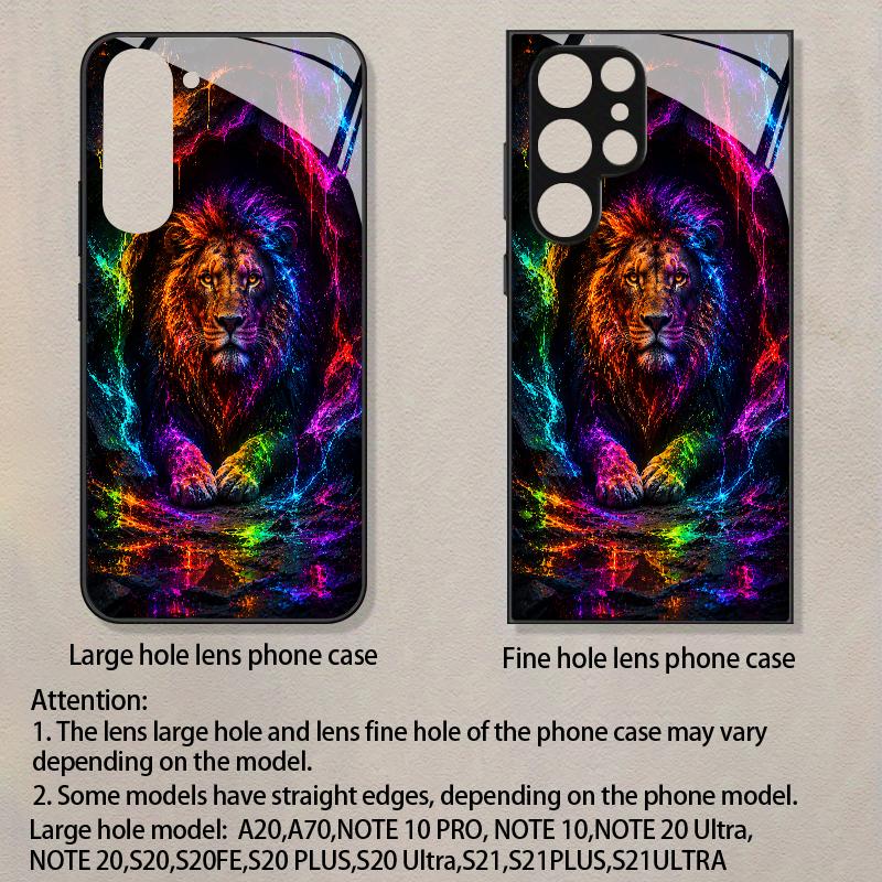 Bunte Löwenkönig Muster 2D Handyhülle für Samsung S26 S25 S24 S23 S22 S21 S20 A56 A36 A16 - Glas Schutzhülle