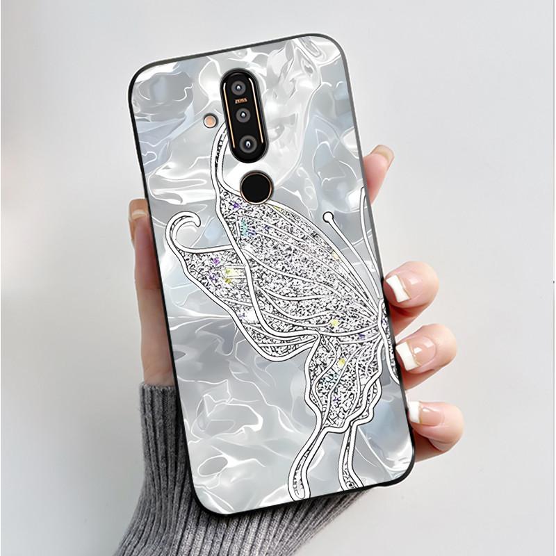 Case For Nokia 8.1 Plus X71 Phone Case Luxury Fashion Butterfly Flowers Black Soft Slim Silicone Cover For Nokia 8.1plus Casing