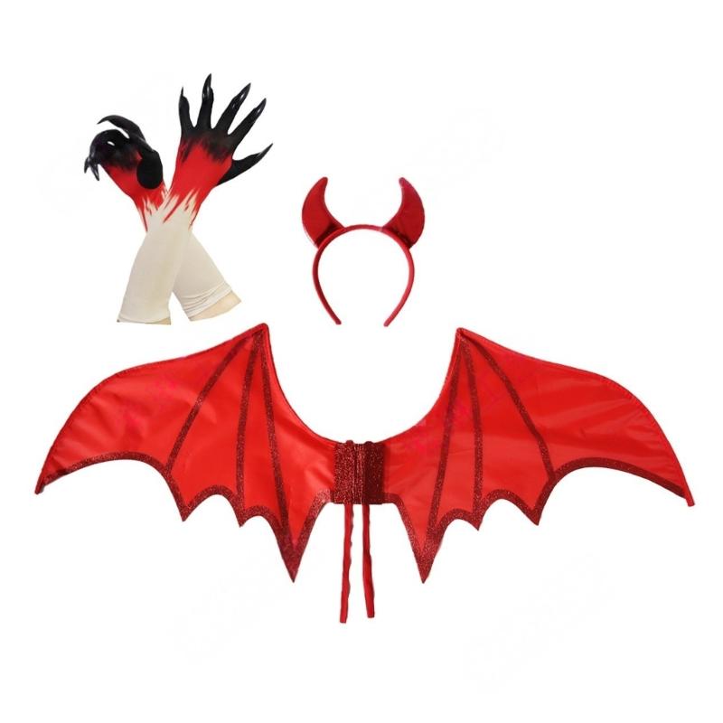 

Halloween Bat Costume Accessories Bat Wing Evil Horn Headband Gloves for Halloween Party,Cosplay,Costume Ball,Carnivals красный