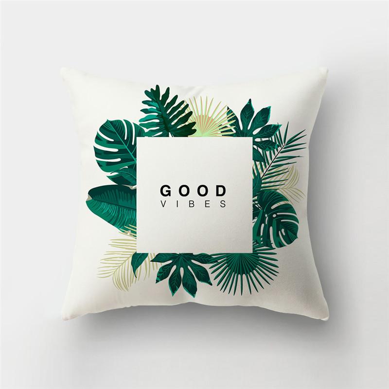 Fresh Summer Leaves Tropical Plants Square Cushion Cover Home Living Room Sofa Bedroom Decoration Pillow Cover