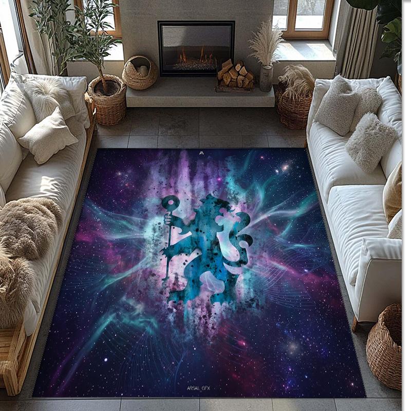 Chelsea FC Printed Flannel Area Rug Non Slip Soft Polyester Floor Carpet Indoor Decor Mat for Bedroom Living Room Sofa Game Room Home Decoration