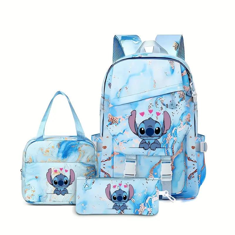 Student Schoolbag Three-Piece Large-Capacity Backpack Lunch Bag Pencil Case Diy