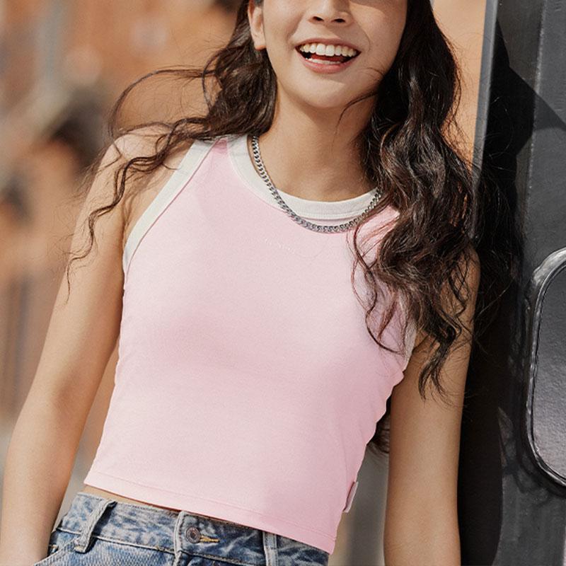 Li-Ning Weekend Youth Color Blocked Knitted Tank Top Women tops Light-Pink AVSU492-7