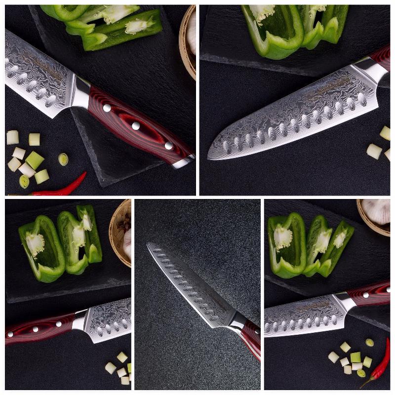 Grandsharp 7 Zoll Santoku Kochmesser Damaszenerstahl 67 Lagen VG10 Japanischer Stahl Küchenmesser