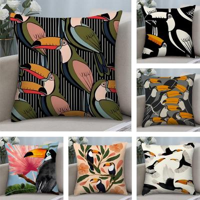 Toucan Fashion Cushion Cover Plush Fabric Soft DoubleSided Printed Sofa Warm Winter Home Child Gift Pillow Case
