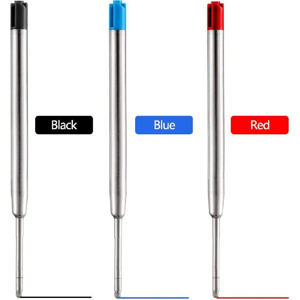 HeTaoCat Black Ink Refill Pack of 5, Replaceable Ballpoint Pen Refills, Medium Point Metal Refil (Black)