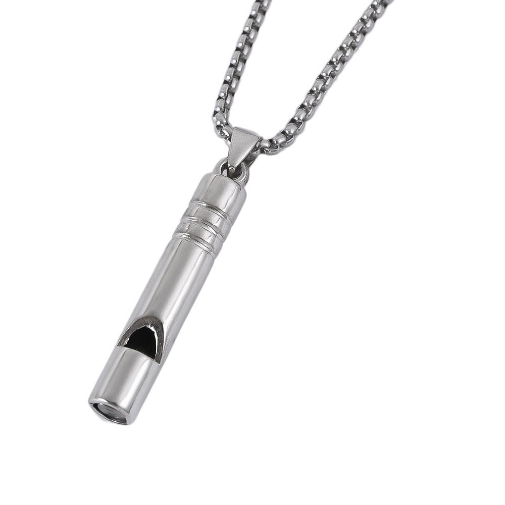 Silver Trendy Jewelry accessories Hip-hop Alloy Cool style Titanium steel chain Whistle necklace Necklace for men Sweater chain
