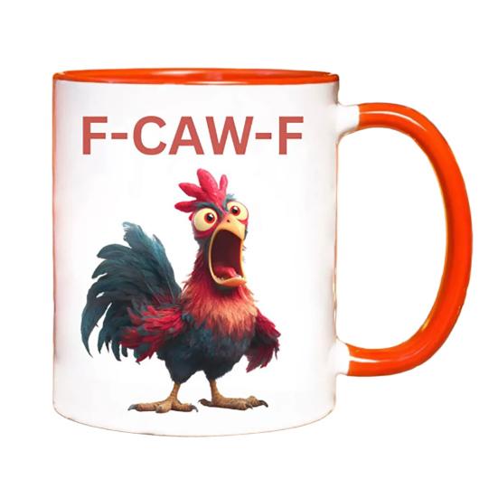 Personlig F-Caw-F Kyllingkrus 15oz Keramisk Kaffekopp Morsom Hane Gårdsdyr Humor Krus Gjenbrukbart Oppvaskmaskin Mikrobølgeovn Sikker Drikkeglass