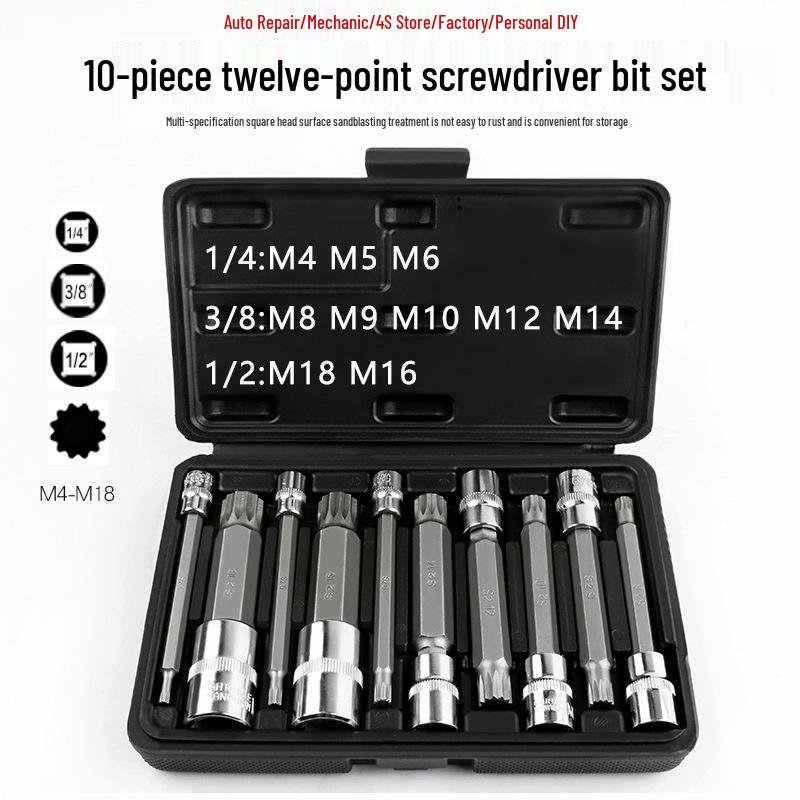 1/2'' Hex Torx Extended 12-Point Impact Socket Set