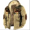 Indian Totem Print Cotton Suit Men'S Loose Lamb Wool Inner Western Style Warm Hooded Jacket Top