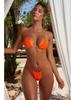 Solid Color European & American Three-Piece Bikini: Women's Sexy Bandage Split Swimsuit