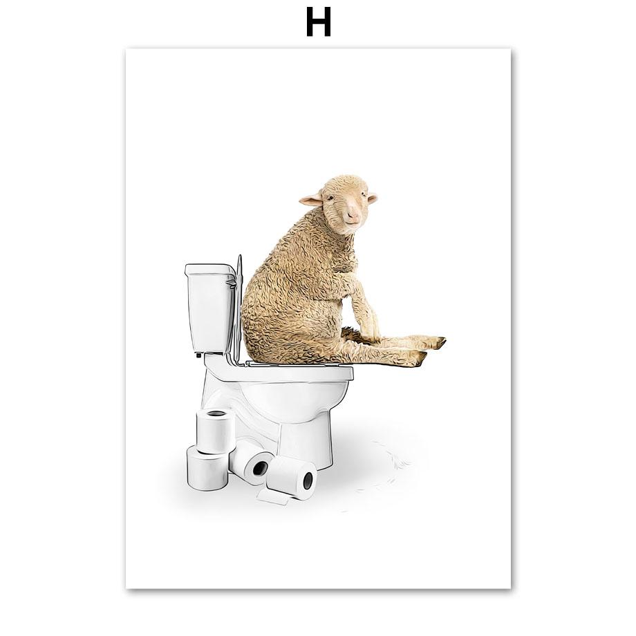 Bathroom Humor Dinosaur Zebra Lion Elephant Dog Wall Art Print Canvas Painting Nordic Posters Wall Pictures Toilet Room Decor