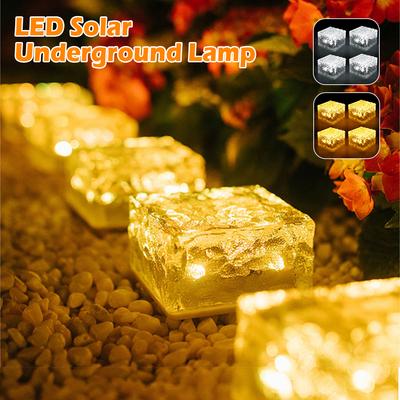 4 Stück/Los Solar-LED-Eiswürfel-Ziegel Lichter Außen 4 LED Wasserdichte Treppenstufe Pflasterstein Lampe Hof Terrasse Rasen Garten Dekoration Licht
