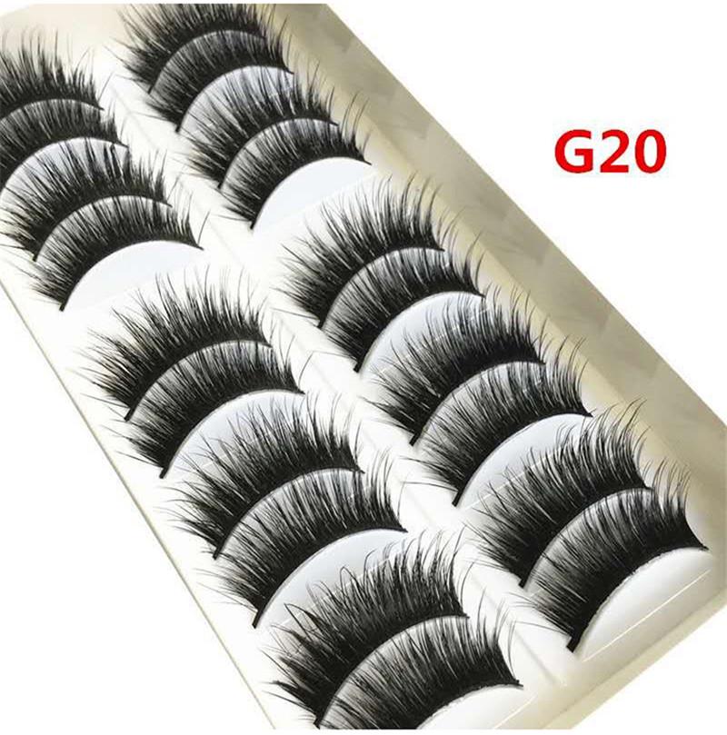10pairs Natural Long Thick Soft Cross Mink Lashes Handmade Black False ...