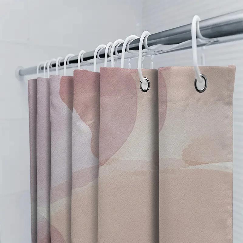 Watercolor Style Bath Shower Curtain Pink White Blush Watercolor Print Modern Bathroom Decor Set For Bathtub Or Handheld Use
