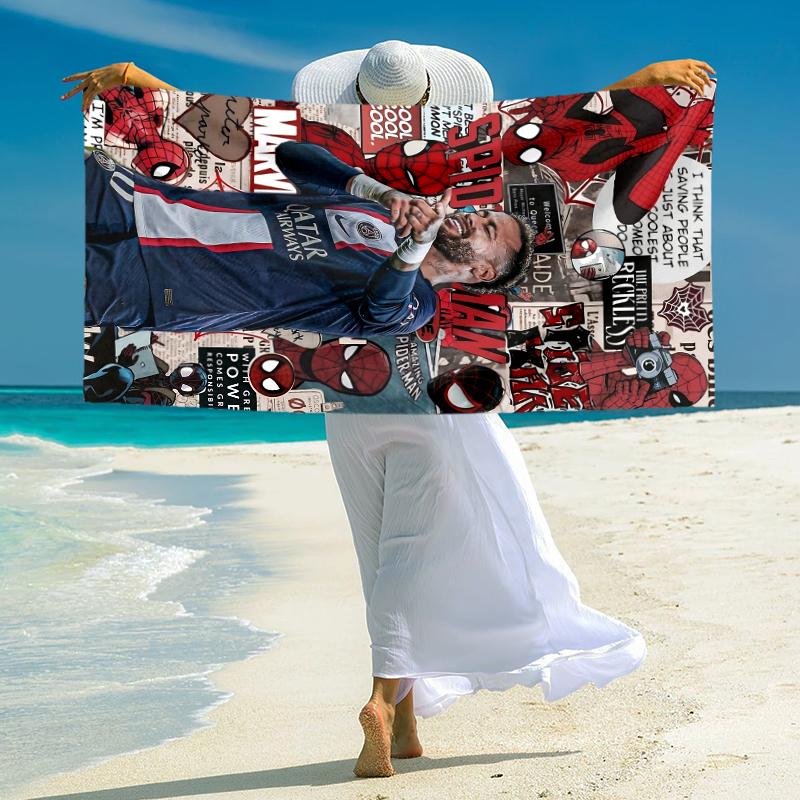 1pc Football Stars Celebration Microfiber Quick Dry Beach Towel Absorbent Soft Oversized Sand Free Towel for Travel Pool Gym Swimming Yoga 20a113