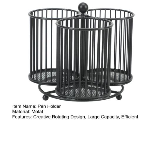 Rotating Pen Holder Creative Swivel Pen Rack Large Capacity Metal Mesh Pen Organizer for Office School Classroom