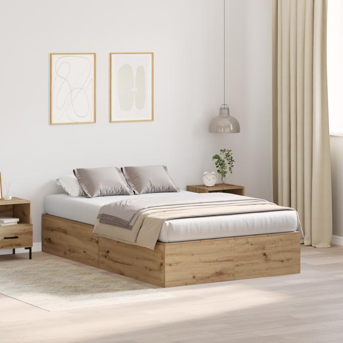Cadre de lit de rangement vidaXL Artisan Chêne 120x200 cm 3335372
