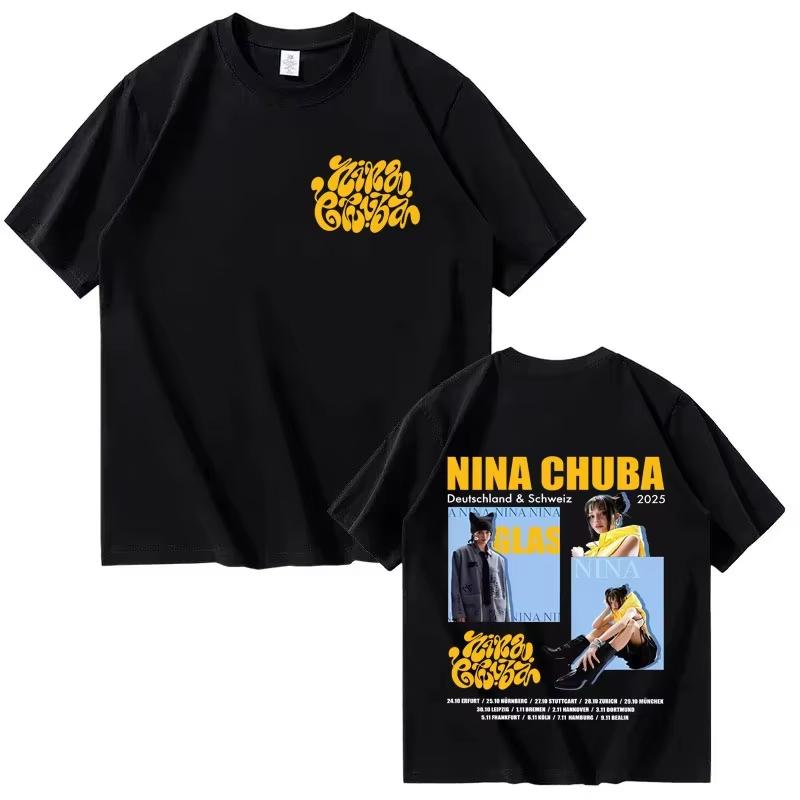 2026 Frühling Sommer Nina Chuba Hochwertiges Street Baumwolle Bedrucktes T-Shirt Mode Tee Luxuriöses Lässiges Kurzärmeliges Oberteil y2k ins