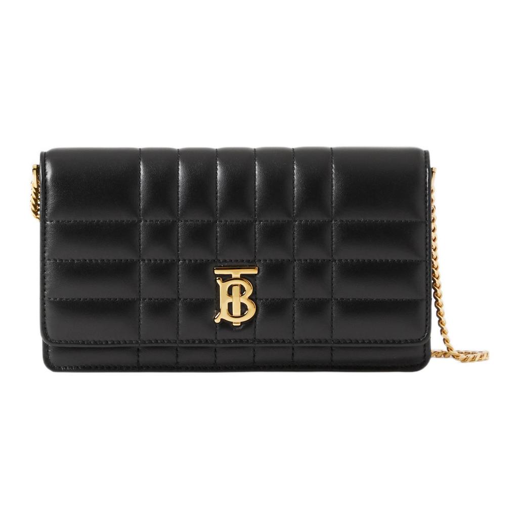Burberry Lola Bag With Metal Logo Magnetic Closure Chain Quilted Lambskin Leather Shoulder Crossbody Bag Women Bags Black 80661761