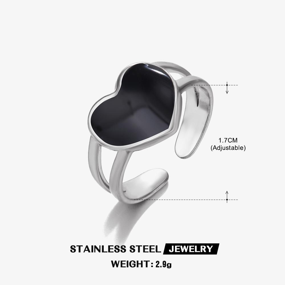 Stainless Steel White Dripping Oil Opened Ring for Women Square Vintage Gold Color Geometric Adjustable Finger Ring Jewelry