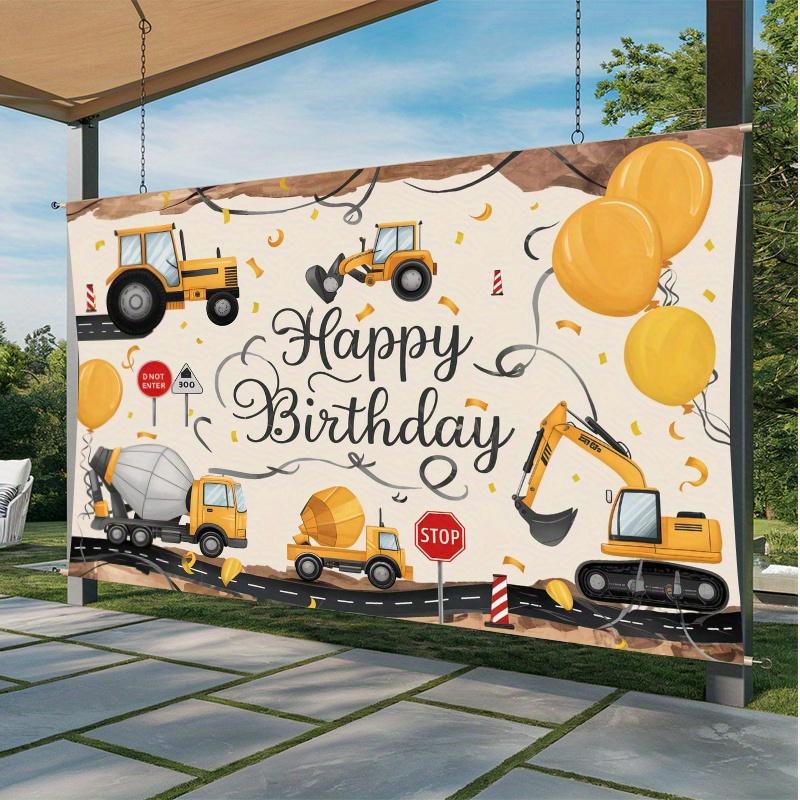 One party banner a photo prop for a building-themed birthday backdrop decoration polyester banner decoration.